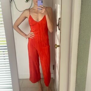 Orange flowy comfy jumpsuit